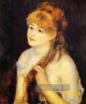 junge Frau flicht ihr Haar Pierre Auguste Renoir Ölgemälde